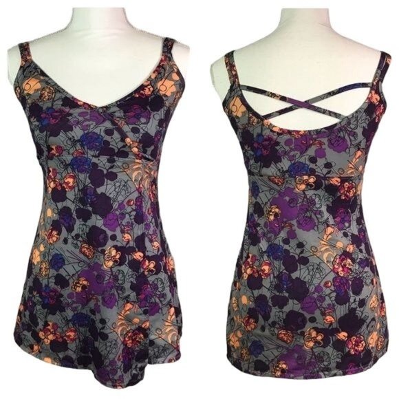 REI 2 floral active tank purple - Picture 1 of 7